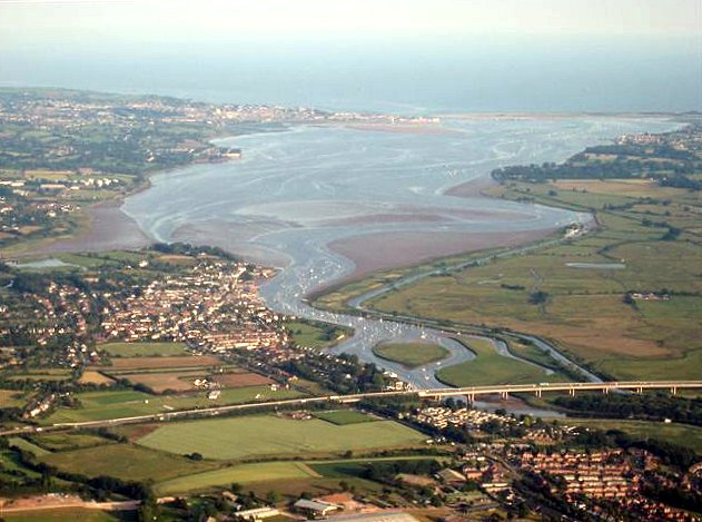 Aerial view of the River Exe's source.
