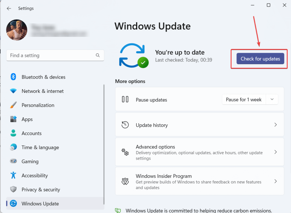 Click on "Check for updates" and let Windows download and install any available updates
Additionally, update any software that is associated with explorer.exe, such as antivirus programs or file management tools