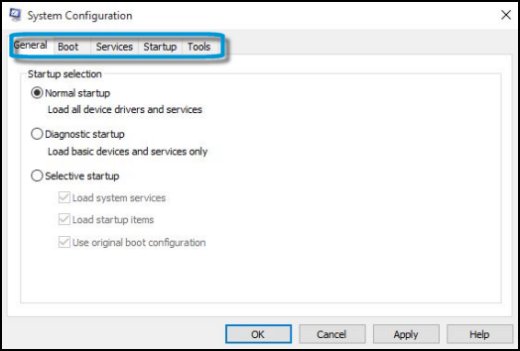Open the System Configuration utility by typing "msconfig" in the Windows search bar and selecting the appropriate result
In the "General" tab, select the "Selective startup" option