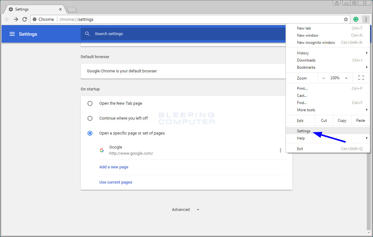 Open your web browser's settings menu.
Navigate to the section that allows you to reset or restore browser settings.