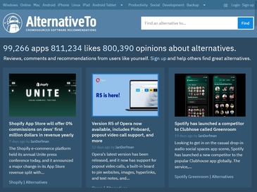 Screenshot of alternative software options