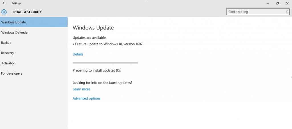 Select Windows Update Settings from the search results.
Click on Check for updates and wait for the process to complete.
