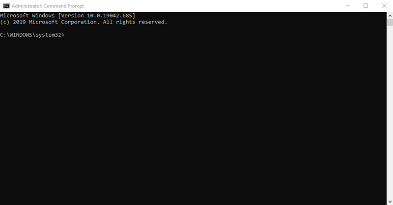 Windows command prompt screen