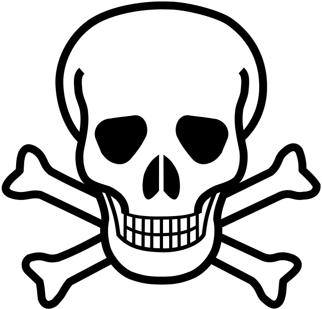 A skull and crossbones symbolizing danger or warning.