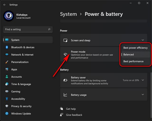 Adjust Power Settings
Check for Windows Updates