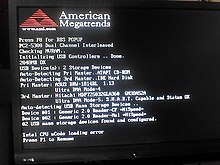 AMI motherboard troubleshooting screen