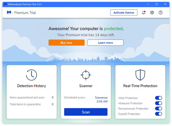 Check for malware or virus infections:
Open a trusted antivirus software.