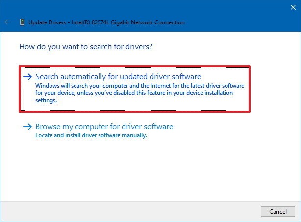 Choose to search automatically for updated driver software Follow the on-screen instructions to complete the driver update