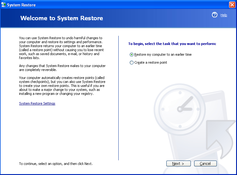 Click on System Restore and follow the prompts to choose a restore point prior to the Scorched Exe error
Initiate the system restore process