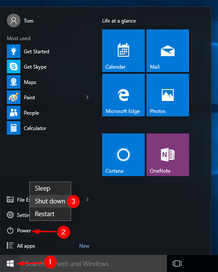 Click on the Start button and select Restart or Restart from the power options menu.
Wait for your computer to shut down and restart.