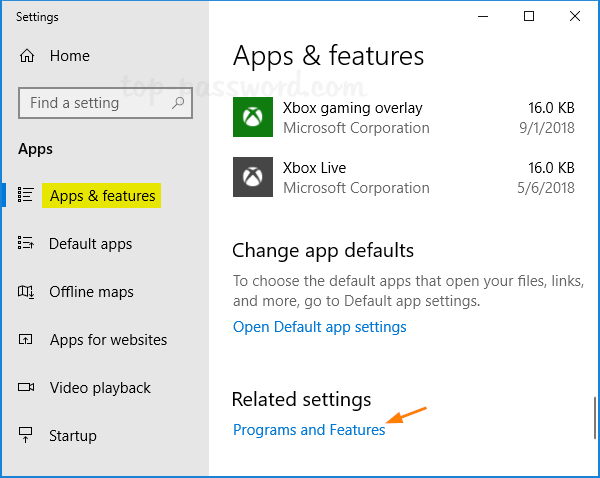 Click on the "Start" button.
Select "Settings" and then choose "Apps" or "Apps & features".
