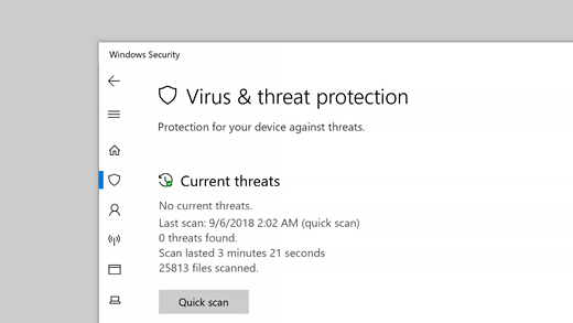 Click on Virus & threat protection.
Under Virus & threat protection updates, click on Check for updates.