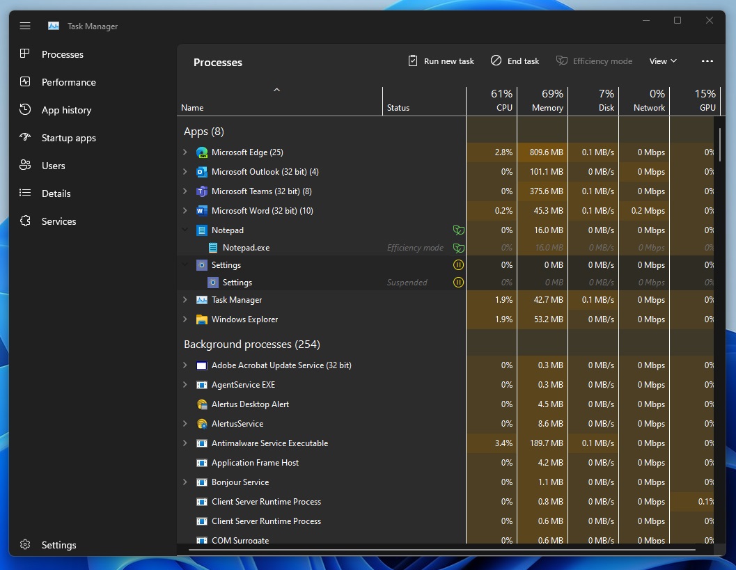 Close the Task Manager and go back to the System Configuration window
Click on Apply and then OK
