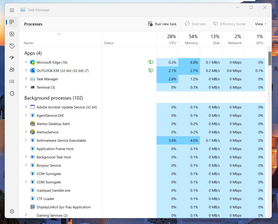 Close the Task Manager and go back to the System Configuration window.
Click on Apply and then OK to save the changes.