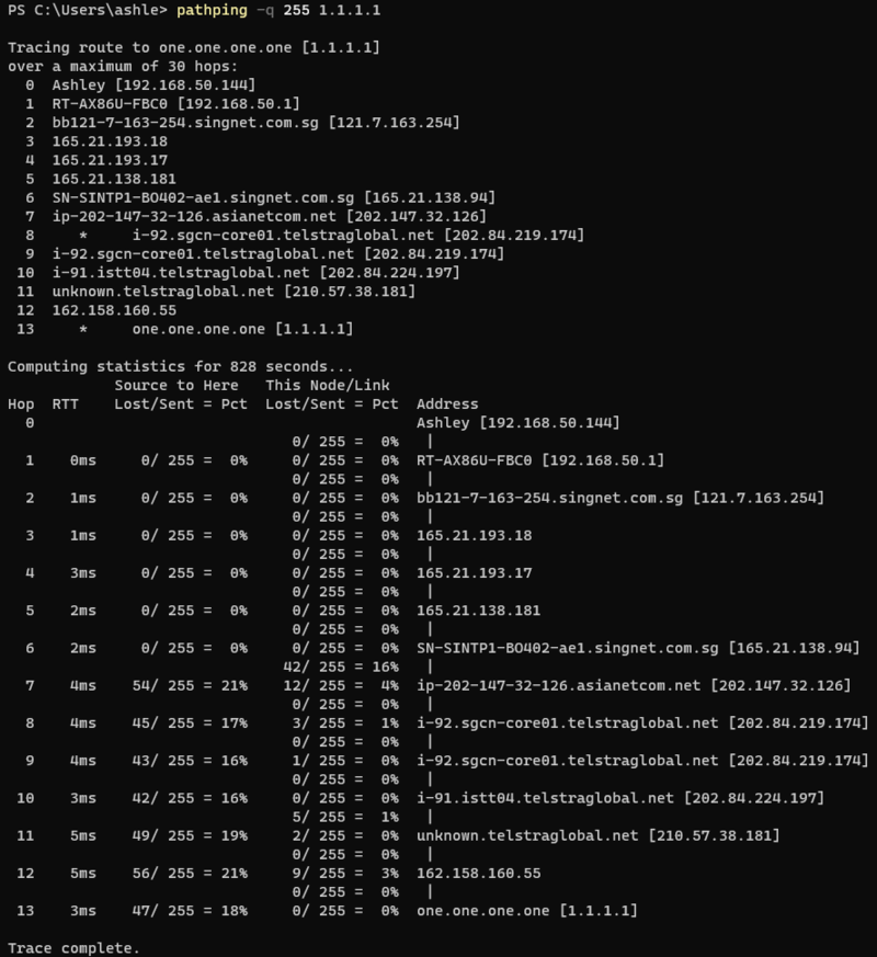 Command prompt with ping command