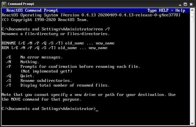 Command prompt with system file