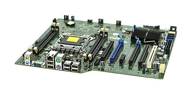 Computer motherboard or circuit board.