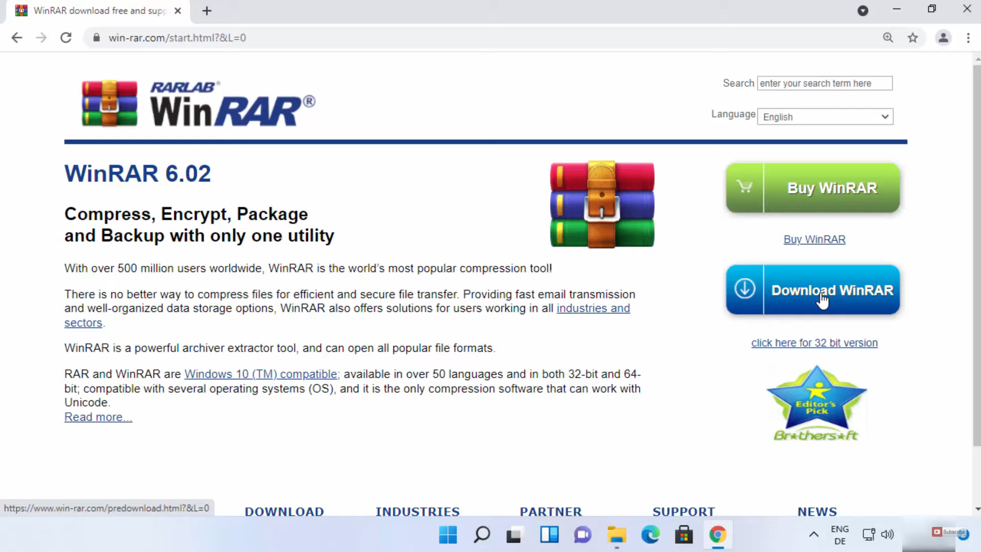 Download and install WinRAR from the official website.
Launch WinRAR by double-clicking on its desktop icon.