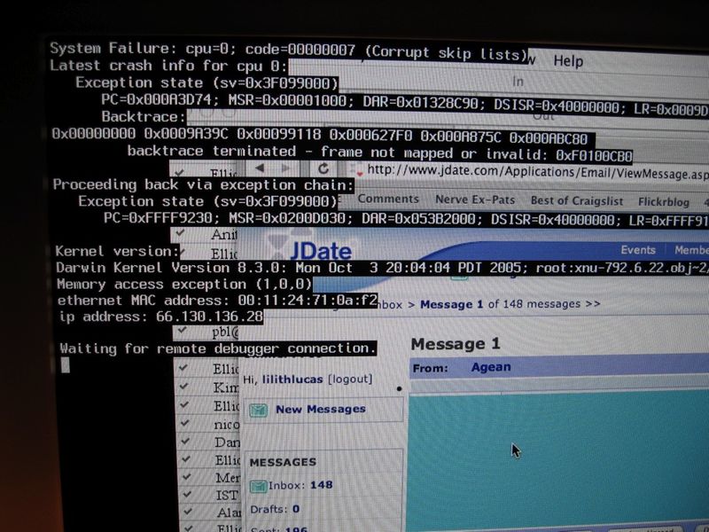 Error message with crashing computer