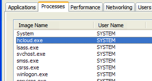 Find hcloud.exe in the list of installed programs
Right-click on hcloud.exe and choose Uninstall