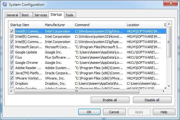 Go to the Startup tab
Locate SECOCL.exe in the list of startup programs