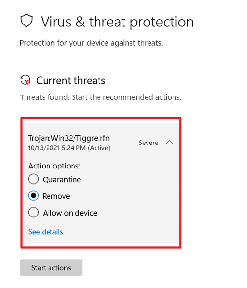 If any threats are found, click on "Remove" or "Quarantine" to delete or isolate them.
Restart your computer.
