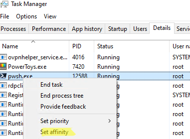Locate pwsh.exe in the list of running processes.
Right-click on pwsh.exe and select "End task" or "End process".