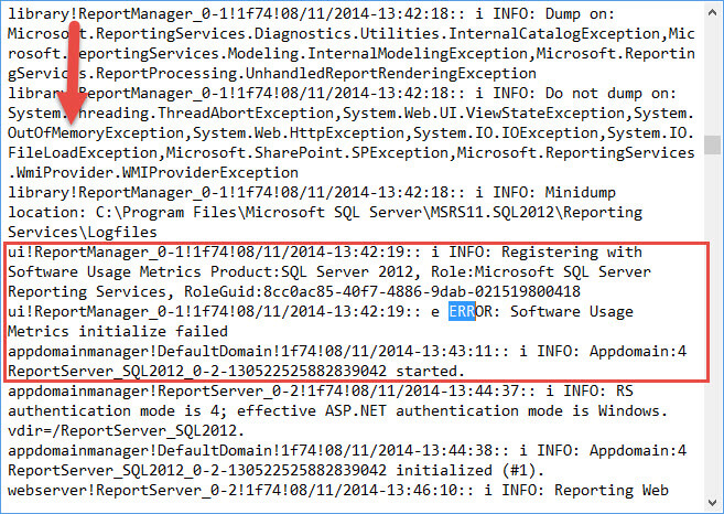 Look for any error or warning messages related to SQL Server Reporting Services.
Note down the details of the error or warning message.