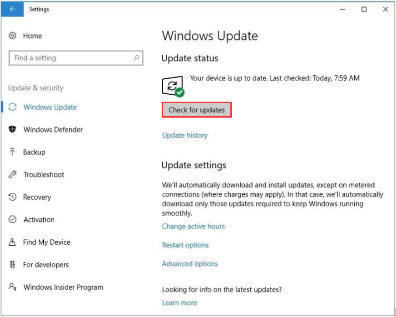 Make sure your Windows operating system is up to date
Go to the Windows Update settings and check for any available updates