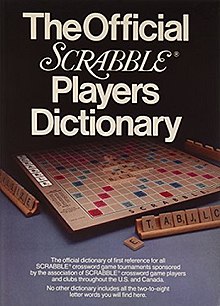Obtain a physical Scrabble word dictionary.
Open the Scrabble word dictionary to the appropriate section.