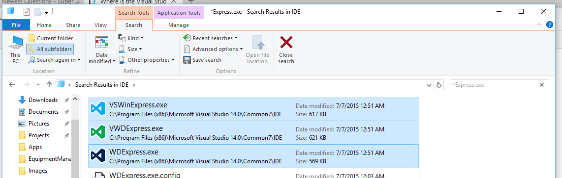 Open File Explorer and navigate to the Visual Studio installation directory (usually located in C:\Program Files\Microsoft Visual Studio)
Locate the devenv.exe file