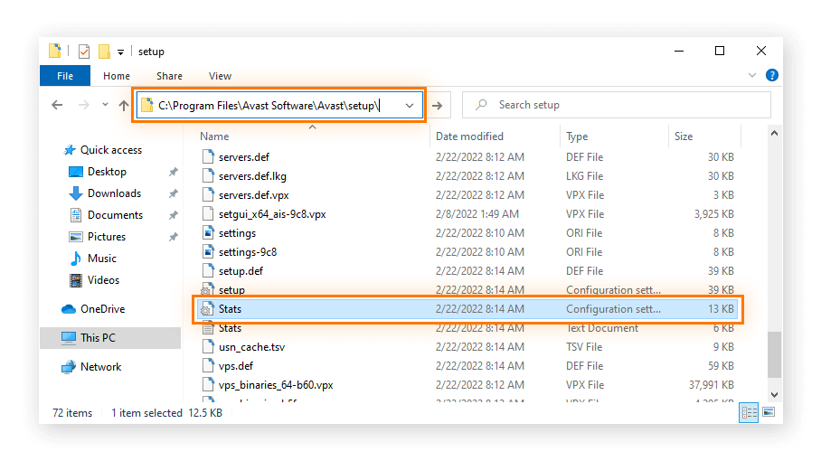 Open File Explorer
Navigate to the Avast installation directory