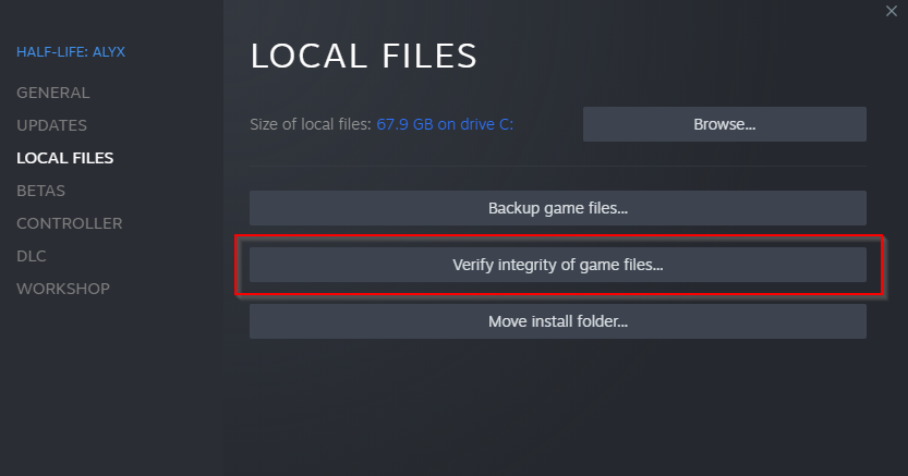 Open Steam and navigate to the game's properties.
Select the "Local Files" tab and click "Verify Integrity of Game Files."