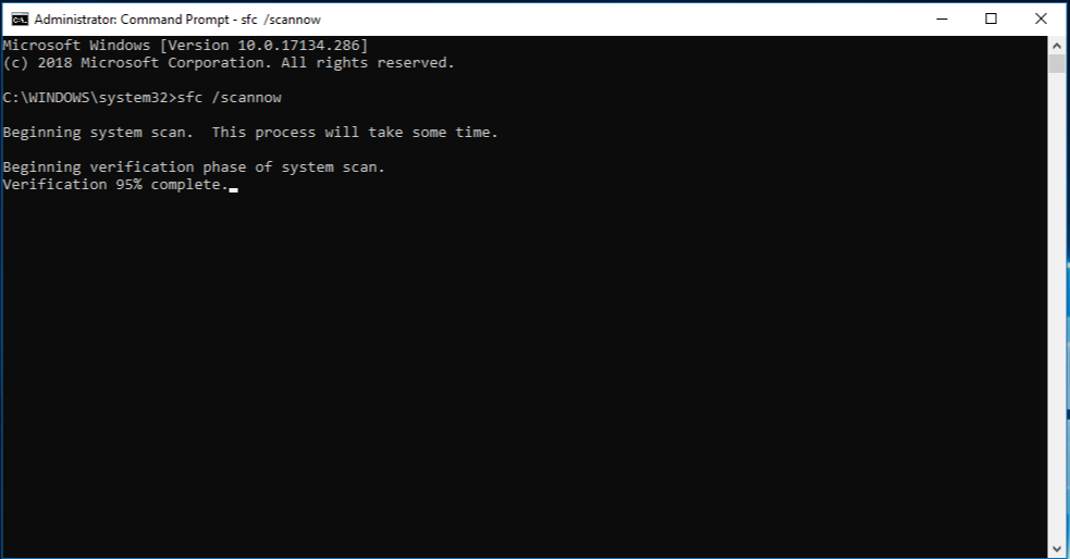 Open the Command Prompt as an administrator.
Type the following command and press Enter: sfc /scannow