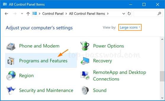 Open the "Control Panel"
Select "Programs" or "Programs and Features"