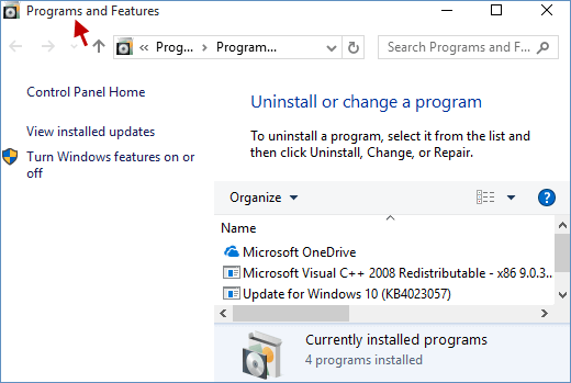 Open the Control Panel.
Select "Uninstall a program" or "Programs and Features".