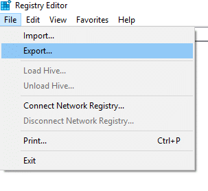 Open the Registry Editor
Backup the registry
