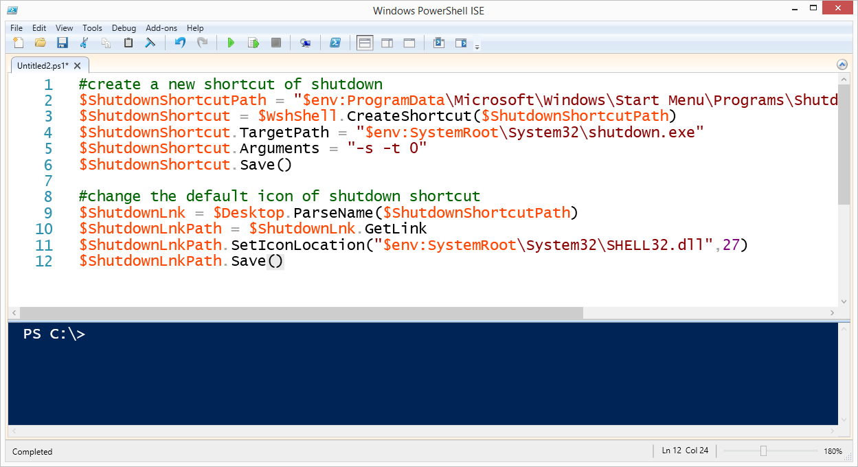 PowerShell console with EXE icon