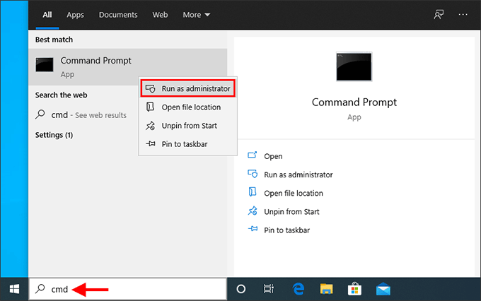 Press the Windows key and type "Command Prompt".
Right-click on Command Prompt from the search results and select Run as administrator.