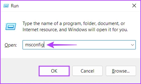 Press the Windows key + R to open the Run dialog box.
Type "msconfig" and press Enter to open the System Configuration window.