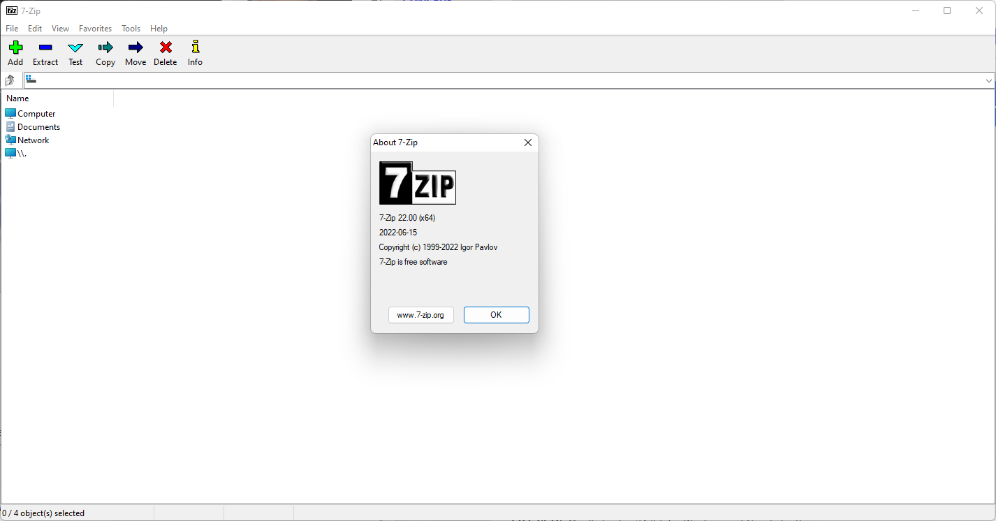 Reinstall 7-Zip
Update 7-Zip to the latest version