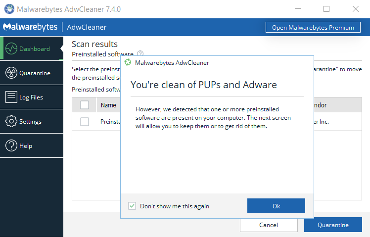Research and download reputable malware removal tools such as Malwarebytes or AdwCleaner
Open the downloaded tool