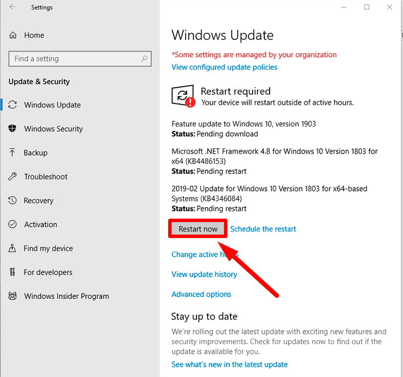 Restart the computer
Check for Windows updates