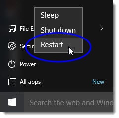Restart the Computer
Click on the Start button.