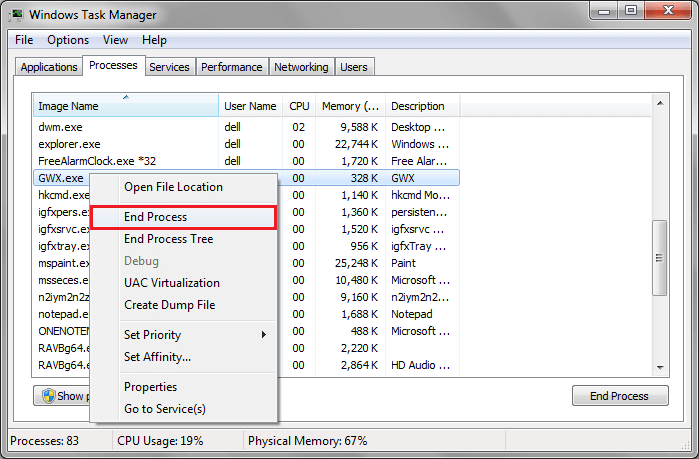 Right-click on the firmwaretpm.exe process in the Task Manager.
Select End Process to terminate the process.