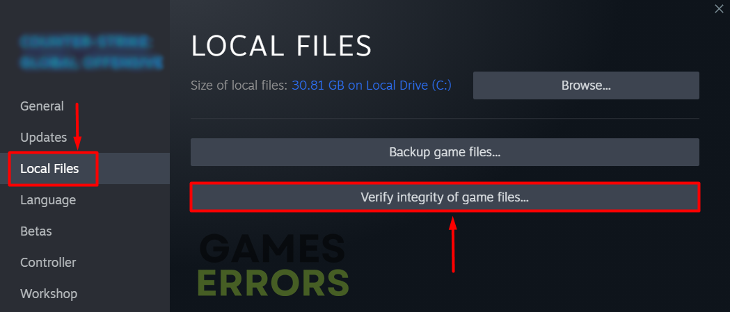 Right-click on the game that is experiencing issues and select Properties.
Select the Local Files tab and click on Verify Integrity of Game Files.