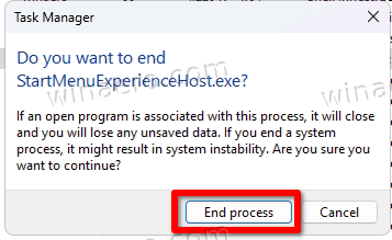 Right-click on the message.exe entry.
Select "End Task" or "End Process" from the context menu.