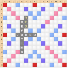 Scrabble board with the word EXED formed.