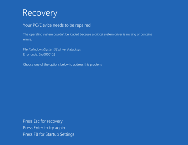 Screenshot of a Windows 10 error message.