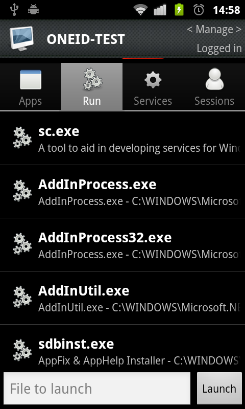 Screenshot of addinprocess.exe settings